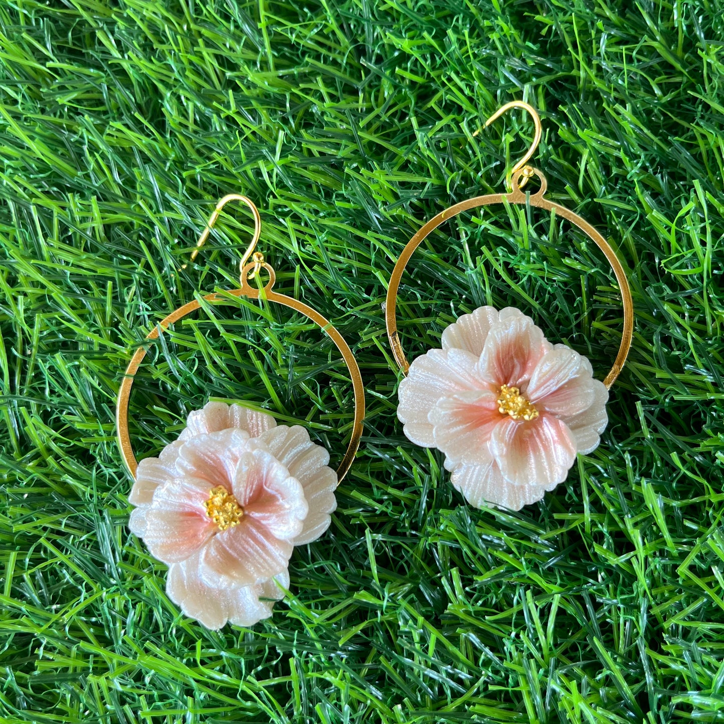 Flower in Gold Polymer Earrings