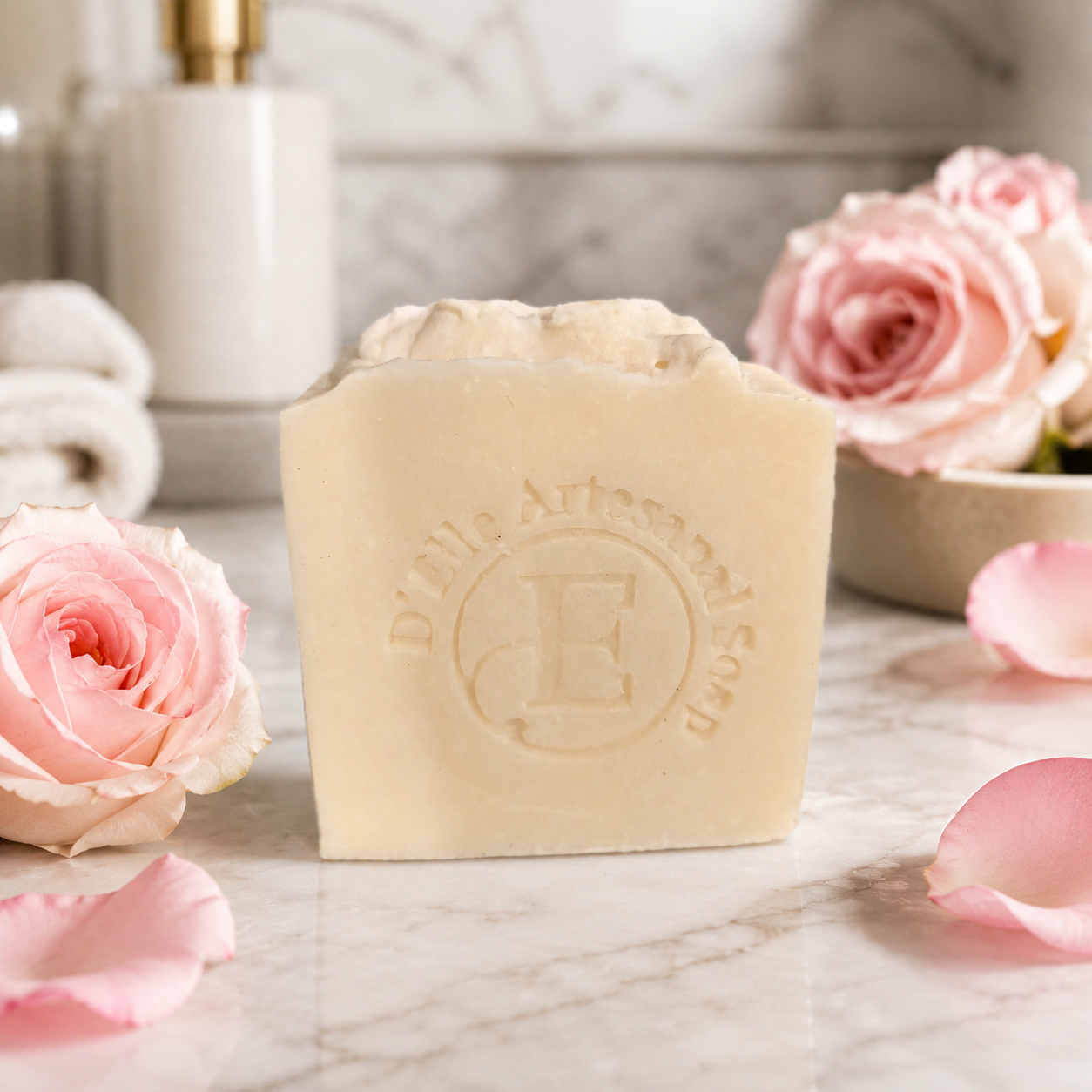 barra de jabon de agua de rosas que te ayuda a eliminar el maquillaje dejando tu rostro con una suavidad