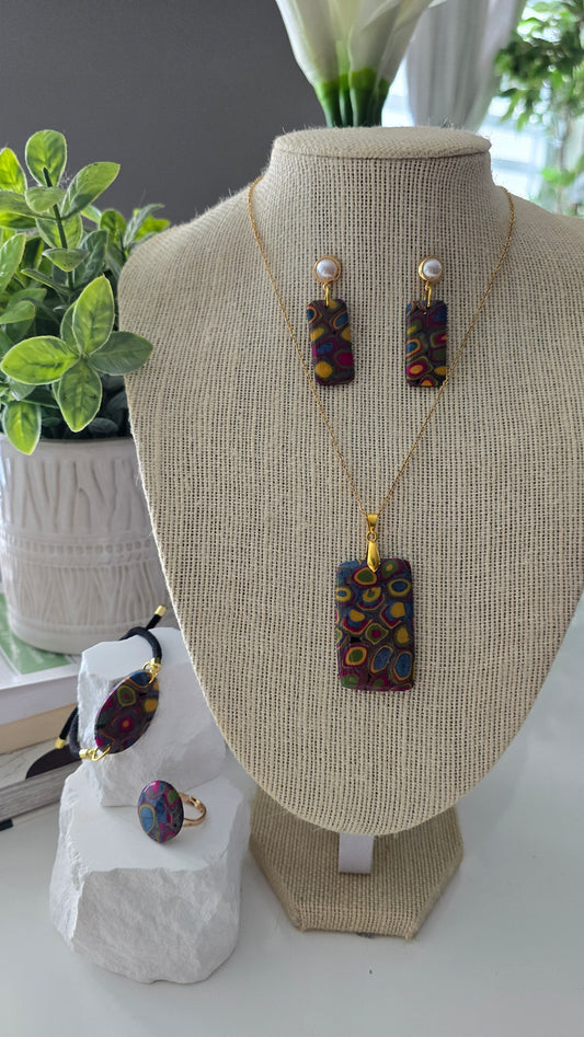 Multicolor Polymer Clay Jewelry Set