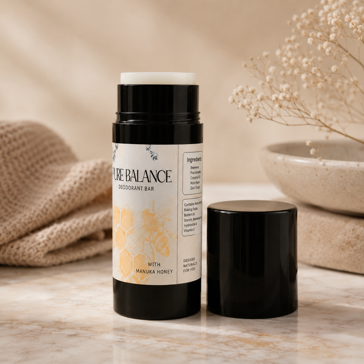 Pure Balance Natural Desodorant Bar | With Manuka Honey & Botanical Butters