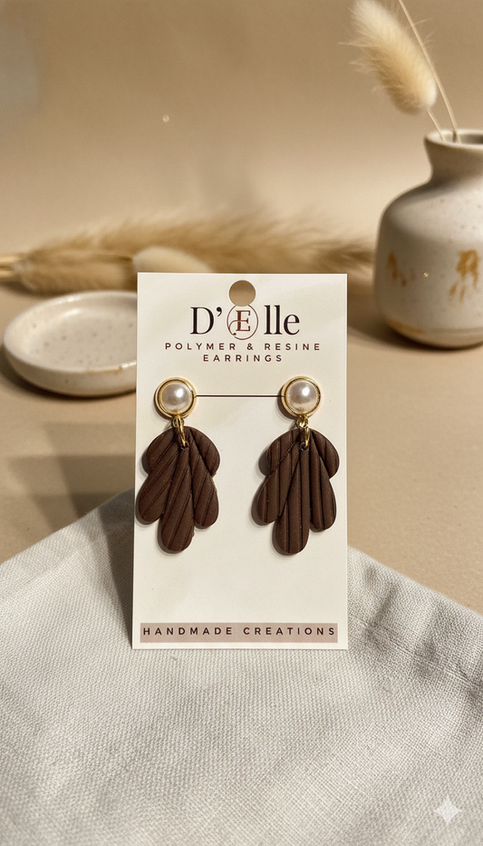 Polymer Clay Earrings - Chocolate Pearl