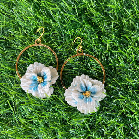 Flower in Gold Polymer Earrings