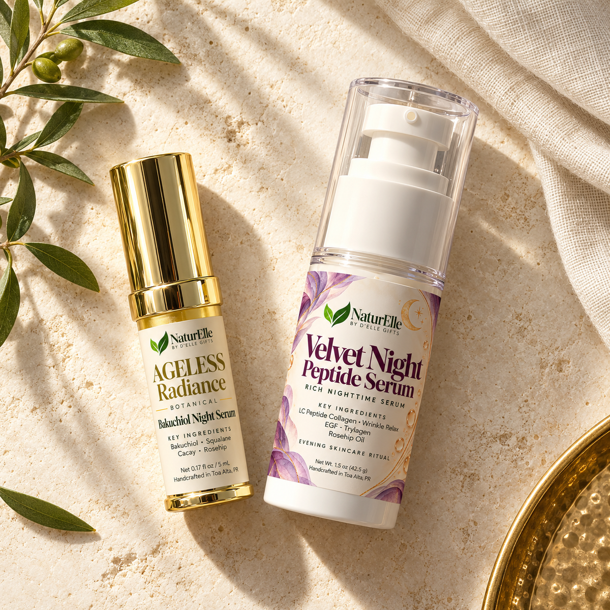 Dúo de Serum de Colágeno & Serum de Bakuchiol | Velvet & Radiance Night Duo