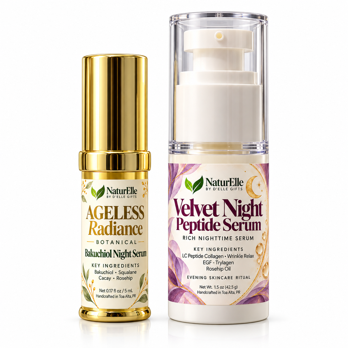 Dúo de Serum de Colágeno & Serum de Bakuchiol | Velvet & Radiance Night Duo