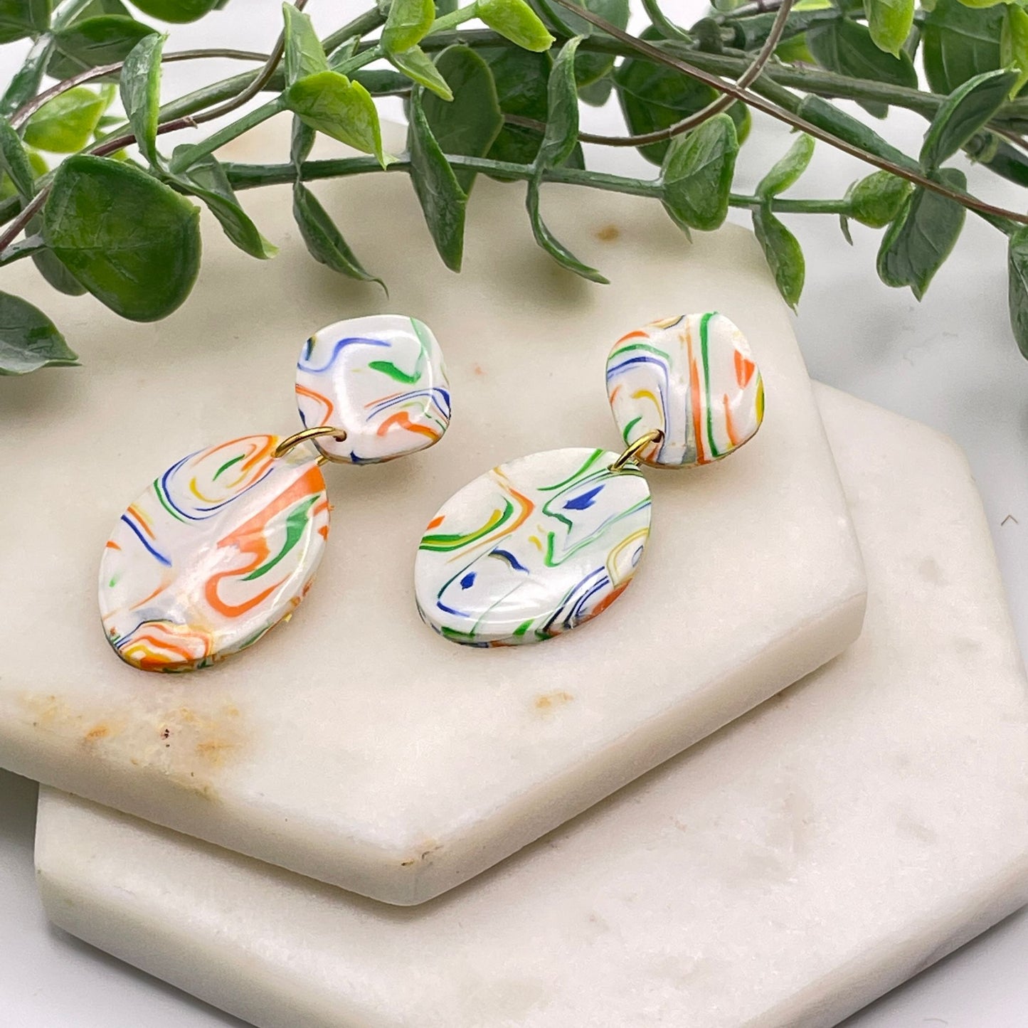 Rainbow Polymer Clay Earrings