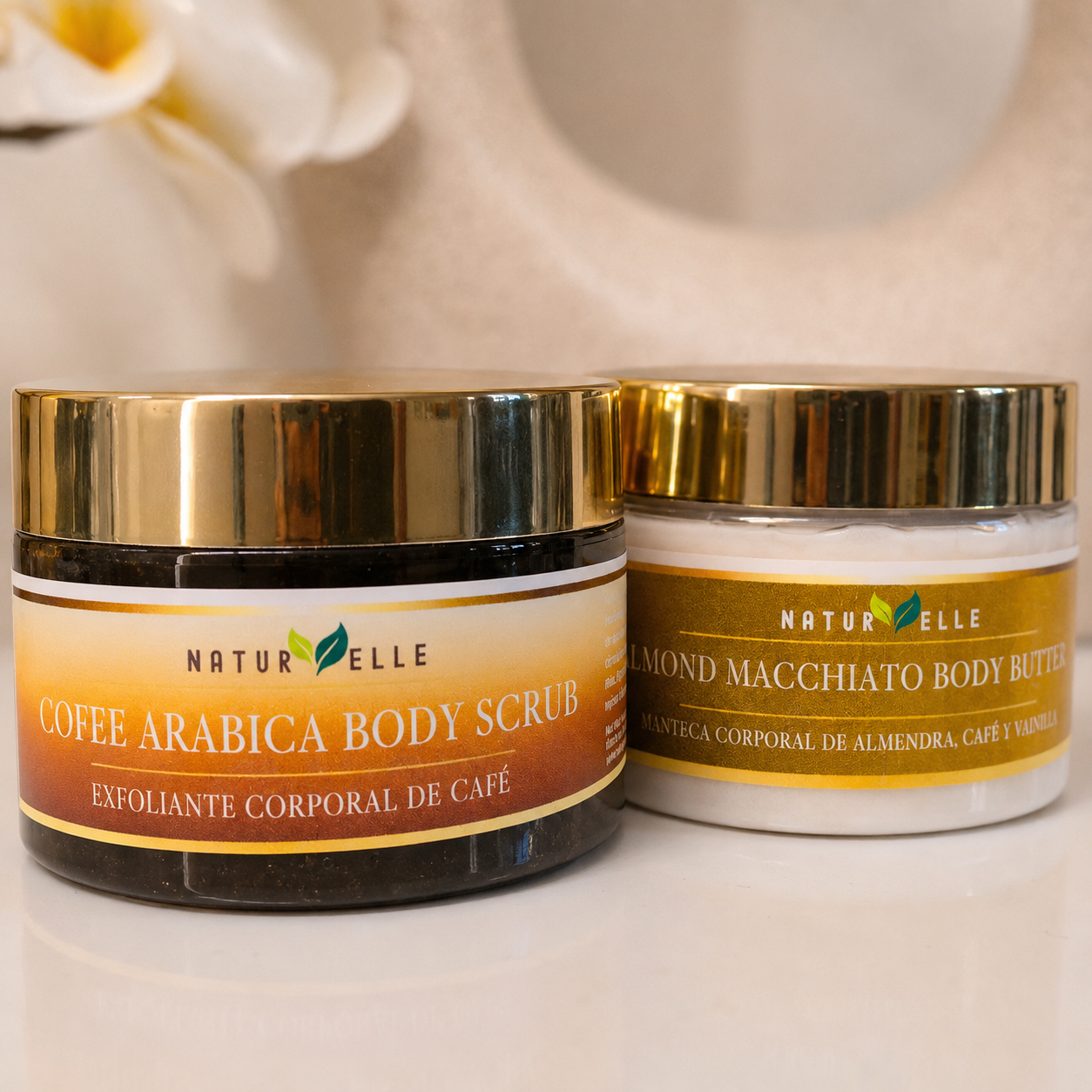 Exfoliante corporal de café y manteca corporal batida, rutina corporal para exfoliar, suavizar e hidratar la piel.