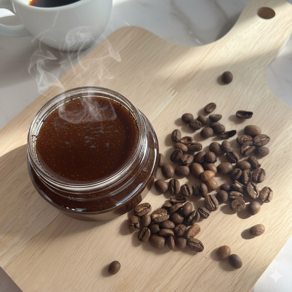 sales de Epsom y café arábica molido. Activa la circulación, elimina las células muertas y deja la piel suave, luminosa y renovada con un aroma a café, vainilla y almendra que convierte la ducha en un ritual de spa.