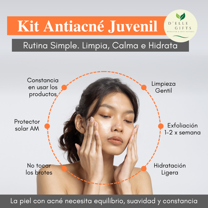 Clear & Calm Acne Kit | Sistema Natural 4 Pasos para Piel con Acné