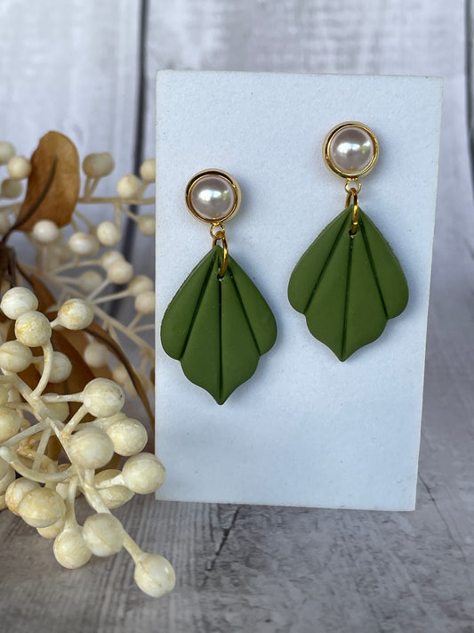 Handmade nature jewelry in green botanical polymer clay jewelry