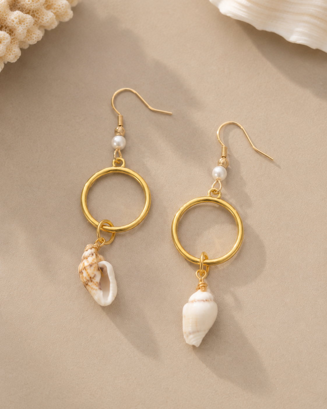 hermosos aros con caracoles hechos en puerto rico