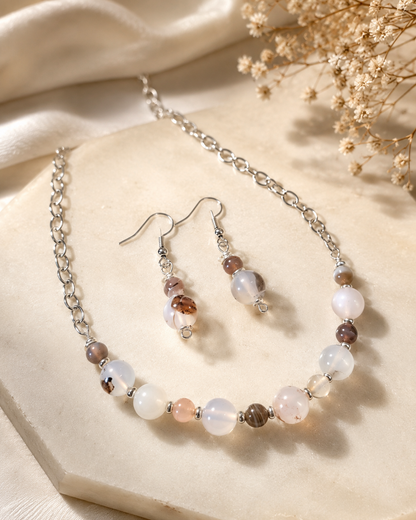 Translucent White Brown Set | Set de Joyería Cristales Transparentes Vivaé